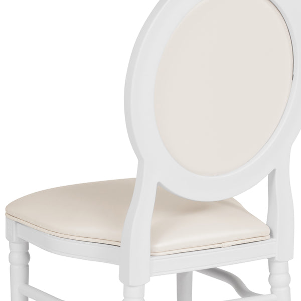 White Vinyl/White Frame |#| 900 lb. Capacity King Louis Chair with White Vinyl Back and Seat and White Frame