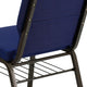 Auditorium Chair - 19inch Seat - Navy Dot Fabric/Gold Vein Frame - Book Rack