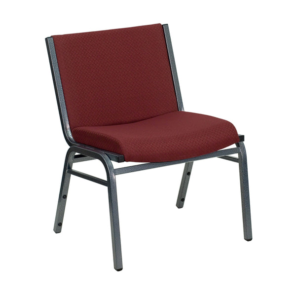 Burgundy |#| Big & Tall 1000 lb. Rated Burgundy Fabric Stack Chair - Reception Seating