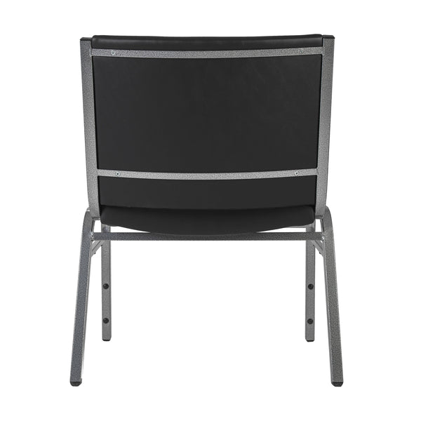 Black Vinyl |#| Big & Tall 1000 lb. Rated Black Vinyl Stack Chair - Reception Seating