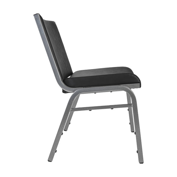 Black Vinyl |#| Big & Tall 1000 lb. Rated Black Vinyl Stack Chair - Reception Seating
