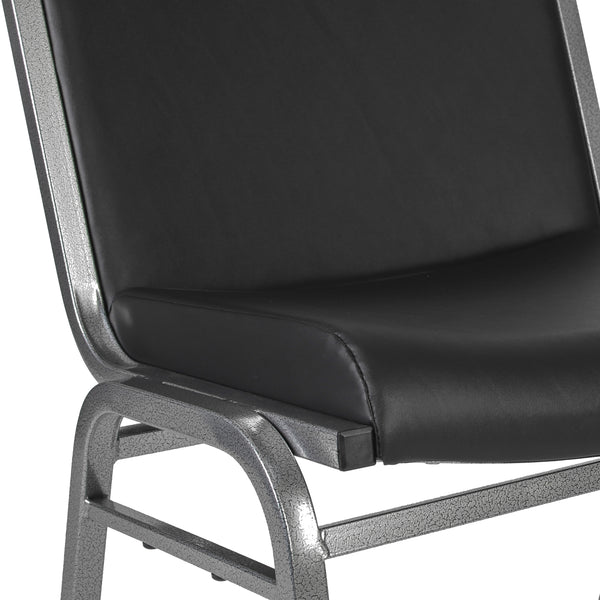 Black Vinyl |#| Big & Tall 1000 lb. Rated Black Vinyl Stack Chair - Reception Seating