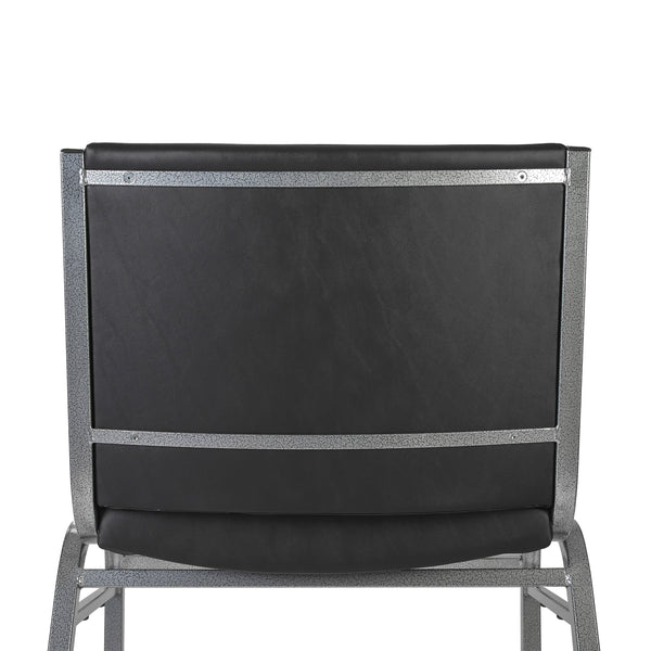 Black Vinyl |#| Big & Tall 1000 lb. Rated Black Vinyl Stack Chair - Reception Seating