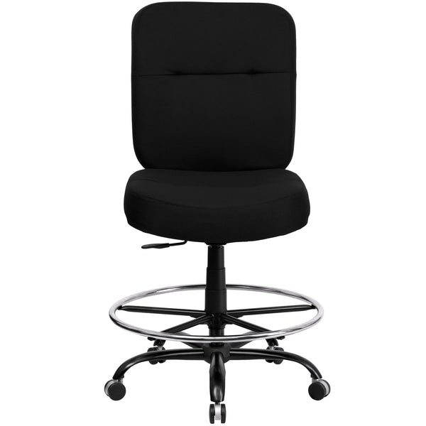 Black LeatherSoft |#| Big & Tall 400 lb. Rated Black LeatherSoft Ergonomic Drafting Chair
