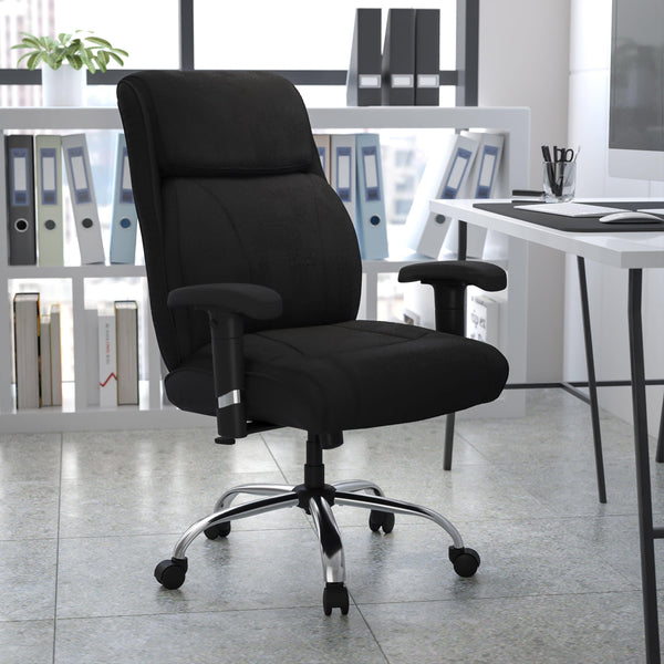 Black Fabric |#| Big & Tall 400 lb. Rated Mid-Back Black Fabric Ergonomic Task Office Chair