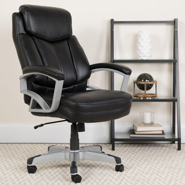 Black LeatherSoft |#| Big & Tall 500 lb. Rated Black LeatherSoft Executive Ergonomic Office Chair