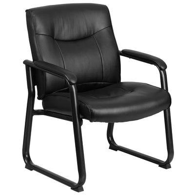 HERCULES Series Big & Tall 500 lb. Rated LeatherSoft Executive Side Reception Chair with Sled Base - View 1