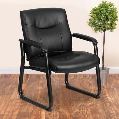 HERCULES Series Big & Tall 500 lb. Rated LeatherSoft Executive Side Reception Chair with Sled Base - View 2