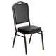 Black Vinyl/Gold Vein Frame |#| Crown Back Stacking Banquet Chair in Black Vinyl - Gold Vein Frame