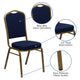 Navy Blue Patterned Fabric/Gold Frame |#| Crown Back Stacking Banquet Chair in Navy Blue Patterned Fabric - Gold Frame