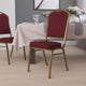 Burgundy Fabric/Gold Frame |#| Crown Back Stacking Banquet Chair in Burgundy Fabric - Gold Frame