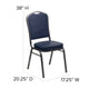 Navy Vinyl/Silver Vein Frame |#| Crown Back Stacking Banquet Chair in Navy Vinyl - Silver Vein Frame