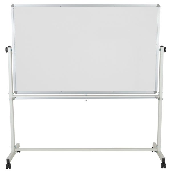 64.25"W x 64.75"H |#| 64.25"W x 64.75"H Double-Sided Mobile White Board with Shelf - Flip Over Board