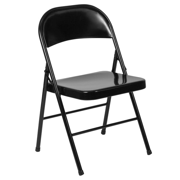 Black |#| Double Braced Black Metal Folding Chair - Event Chair - Portable Chair