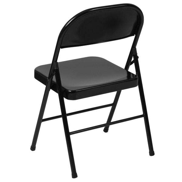 Black |#| Double Braced Black Metal Folding Chair - Event Chair - Portable Chair