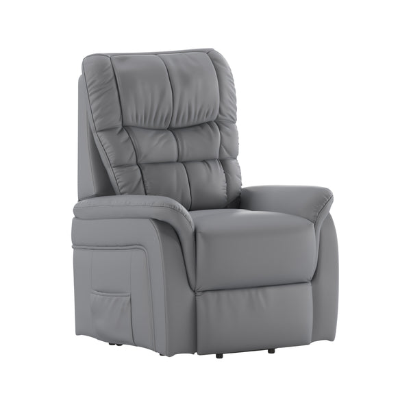 Gray LeatherSoft |#| Gray LeatherSoft Remote Powered Lift Recliner for Elderly - Medical Furniture