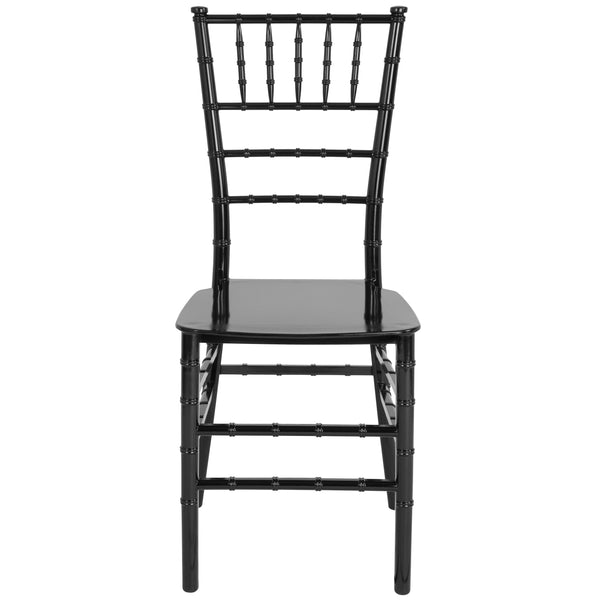 Black |#| Black Stackable Resin Chiavari Chair - Hospitality and Event Seating