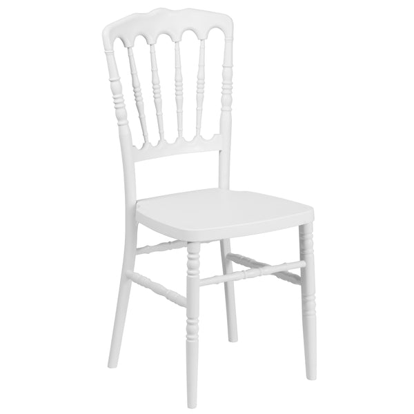 White |#| White Resin Stacking Napoleon Chair - Banquet and Event Furniture