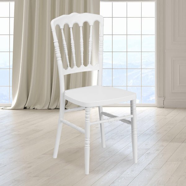 White |#| White Resin Stacking Napoleon Chair - Banquet and Event Furniture