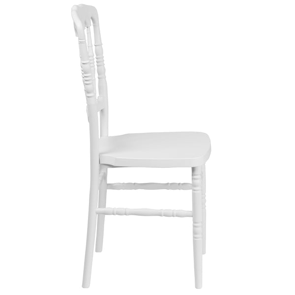 White |#| White Resin Stacking Napoleon Chair - Banquet and Event Furniture