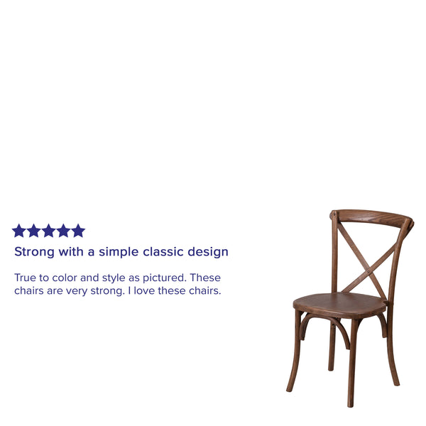 Pecan |#| Stackable Pecan Wood Cross Back Chair - Dining Room Seating