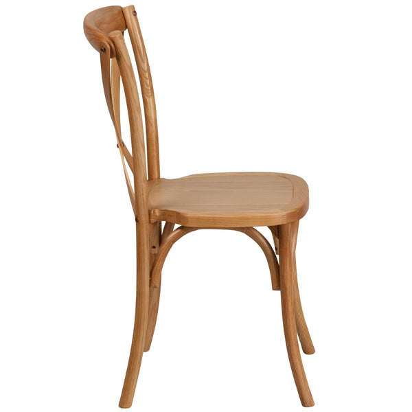 Oak |#| Stackable Oak Wood Cross Back Chair - Dining Room Seating