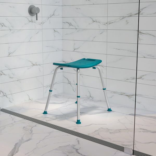 Teal |#| Tool-Free 300 Lb. Capacity, Adjustable Teal Bath & Shower Chair w/ Non-slip Feet