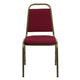 Burgundy Fabric/Gold Vein Frame |#| Trapezoidal Back Stacking Banquet Chair in Burgundy Fabric - Gold Vein Frame