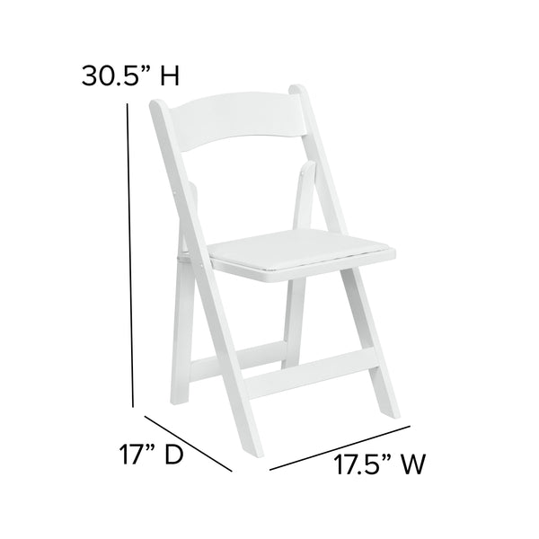 White |#| White Wood Folding Chair with Detachable Vinyl Padded Seat