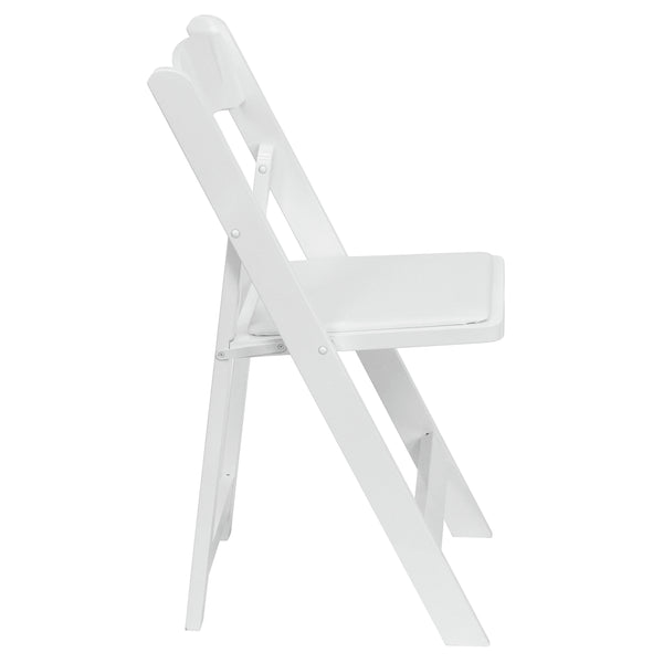 White |#| White Wood Folding Chair with Detachable Vinyl Padded Seat