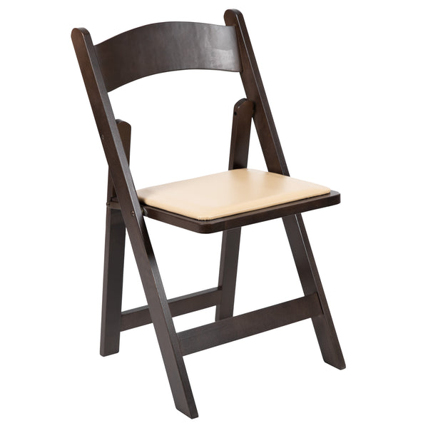 Chocolate |#| Chocolate Wood Folding Chair with Detachable Vinyl Padded Seat