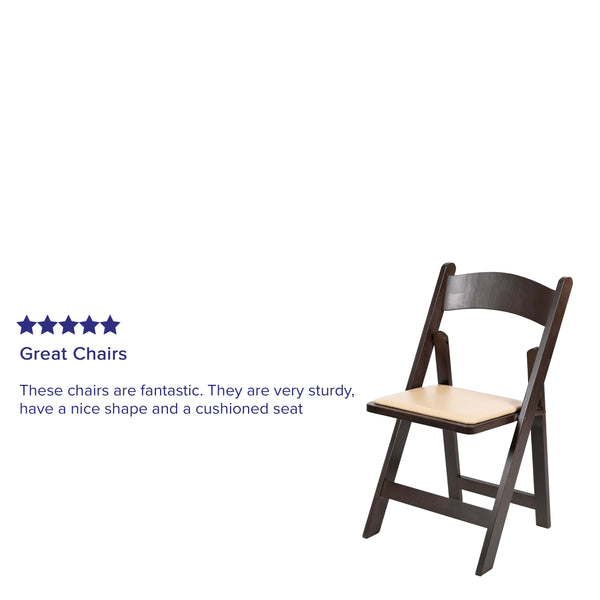 Chocolate |#| Chocolate Wood Folding Chair with Detachable Vinyl Padded Seat