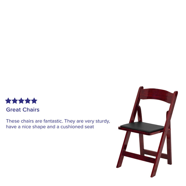 Mahogany |#| Mahogany Wood Folding Chair with Detachable Vinyl Padded Seat