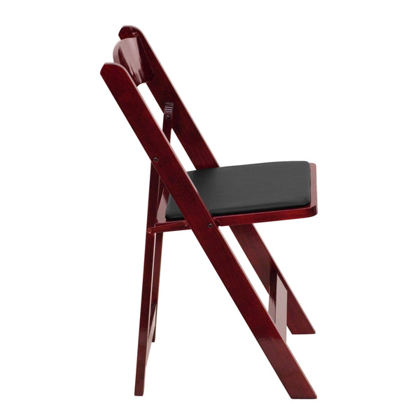 Mahogany |#| Mahogany Wood Folding Chair with Detachable Vinyl Padded Seat