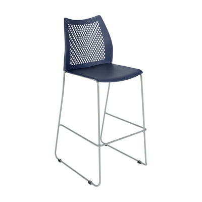 Stackable Sled Base Barstool with Vented Back and Integrated Footrest - View 1