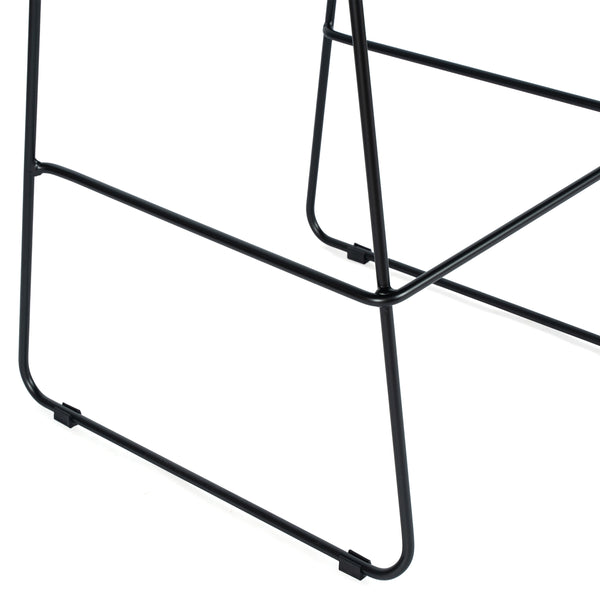 Black Plastic/Black Frame |#| Stackable Sled Base Barstool with Vented Back and Integrated Footrest in Black