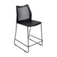 Black Plastic/Black Frame |#| Stackable Sled Base Counter Stool with Vented Back and Footrest in Black