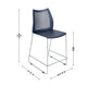 Navy Plastic/Gray Frame |#| Stackable Sled Base Counter Stool with Vented Back and Footrest in Navy