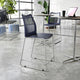 Navy Plastic/Gray Frame |#| Stackable Sled Base Counter Stool with Vented Back and Footrest in Navy