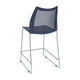 Navy Plastic/Gray Frame |#| Stackable Sled Base Counter Stool with Vented Back and Footrest in Navy