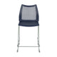 Navy Plastic/Gray Frame |#| Stackable Sled Base Counter Stool with Vented Back and Footrest in Navy