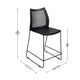 Black Plastic/Black Frame |#| Stackable Sled Base Counter Stool with Vented Back and Footrest in Black