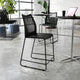 Black Plastic/Black Frame |#| Stackable Sled Base Counter Stool with Vented Back and Footrest in Black