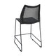 Black Plastic/Black Frame |#| Stackable Sled Base Counter Stool with Vented Back and Footrest in Black