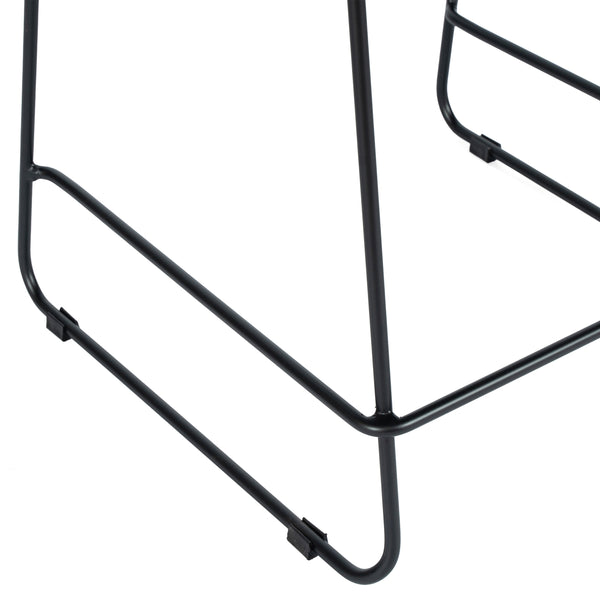 Black Plastic/Black Frame |#| Stackable Sled Base Counter Stool with Vented Back and Footrest in Black