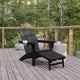 Black |#| Commercial All-Weather Adirondack Chair with Pullout Ottoman & Cupholder - Black