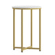 White Top/Brushed Gold Frame |#| White Laminate Living Room End Table with Crisscross Brushed Gold Metal Frame