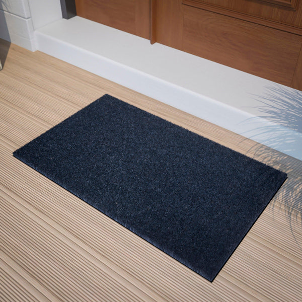 Navy |#| Indoor/Outdoor Solid Coir Entryway Doormat with Non-Slip Backing in Navy