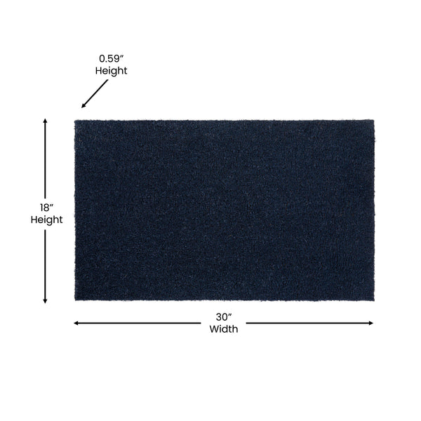 Navy |#| Indoor/Outdoor Solid Coir Entryway Doormat with Non-Slip Backing in Navy