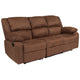Chocolate Brown Microfiber |#| Contemporary Chocolate Brown Microfiber Sofa with Two Built-In Recliners